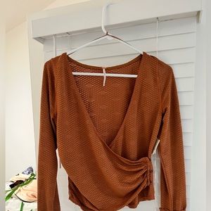 NWT Free people penny wrap top burnt orange, size medium